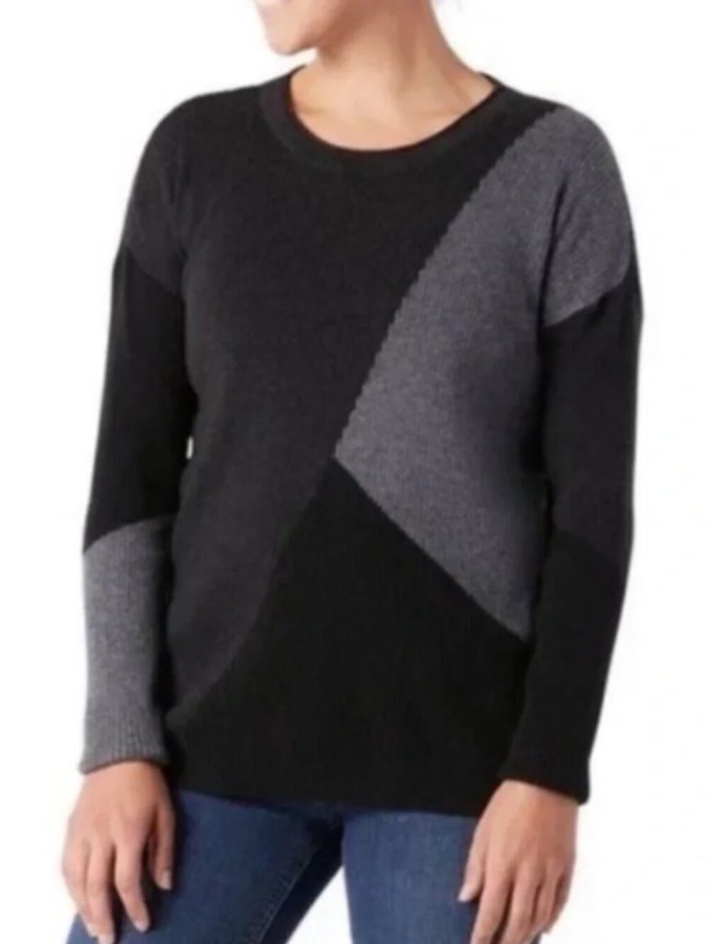 SMARTWOOL COLOR BLOCK RIBBED MERINO WOOL KNIT SWEATER JUMPER PULLOVER sz L